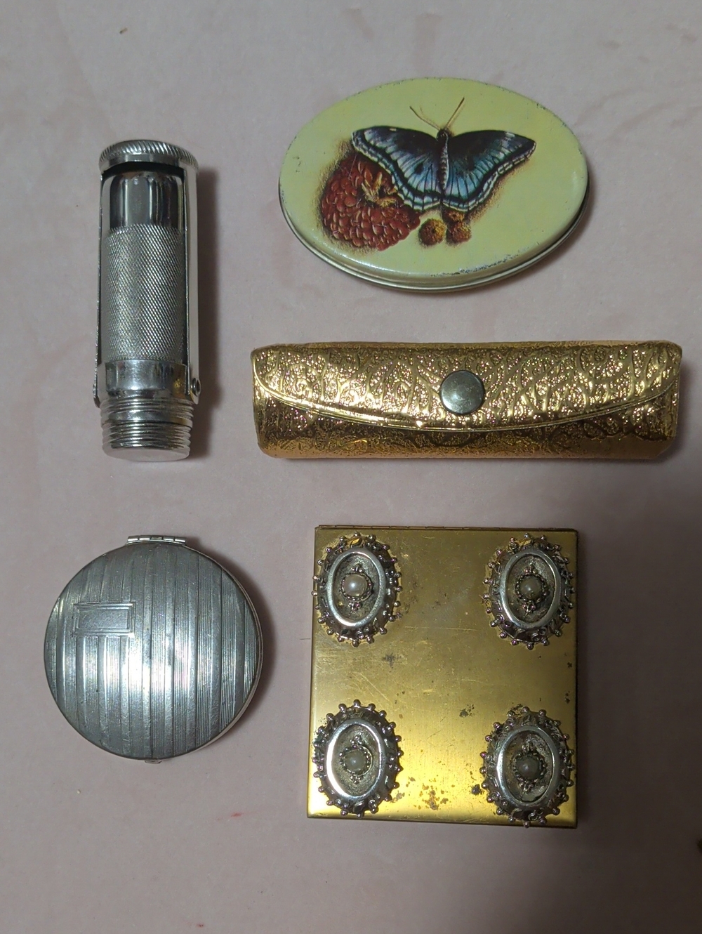 5 Antique Ornate Cosmetic/Time Capsule Piece's
